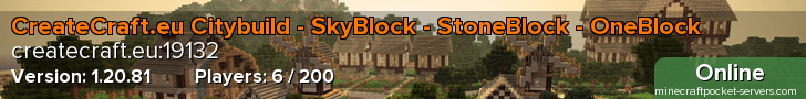 CreateCraft.eu Citybuild - SkyBlock - StoneBlock - OneBlock