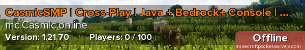 CasmicSMP | Cross-Play | Java + Bedrock+ Console | SMP | PvP
