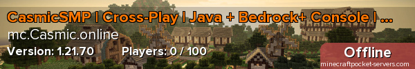 CasmicSMP | Cross-Play | Java + Bedrock+ Console | SMP | PvP