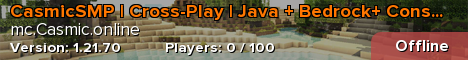 CasmicSMP | Cross-Play | Java + Bedrock+ Console | SMP | PvP