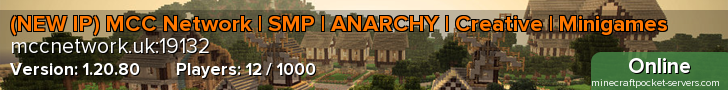 (NEW IP) MCC Network | SMP | ANARCHY | Creative | Minigames